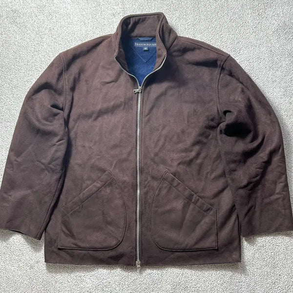 [BUNJANG] Tommy Hilfiger Brown Suede Full Zip Blouson Jacket L / 타미힐피거 브라운 스웨이드 풀집업 블루종 자켓 L