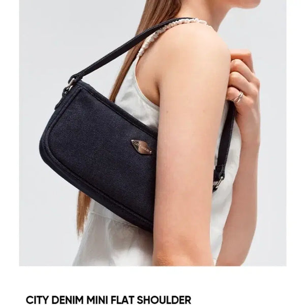 [BUNJANG] Citybreeze Denim Mini Flat Shoulder Bag Dark Blue / (새상품) 시티브리즈 데님 미니 플랫 숄더백 다크블루 미니가방 택제거x