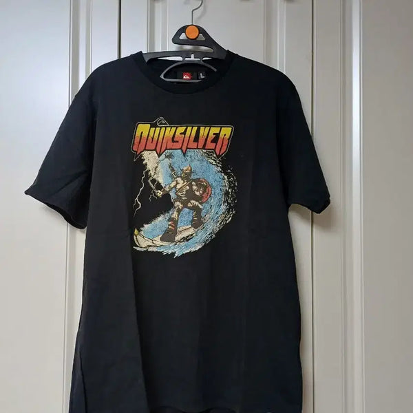 [BUNJANG] Quiksilver Men's Round Neck Short Sleeve T-Shirt Black Size 100 / 남성 퀵실버반팔라운드티셔츠100 새상품