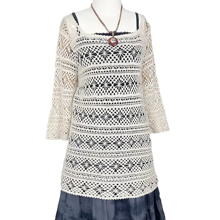 [BUNJANG] Kumikyoku Crochet A-Line Dress / 일본빈티지 쿠미쿄쿠 뜨개크로셰크로쉐A라인원피스 모리걸하구미룩갸루y2k히피