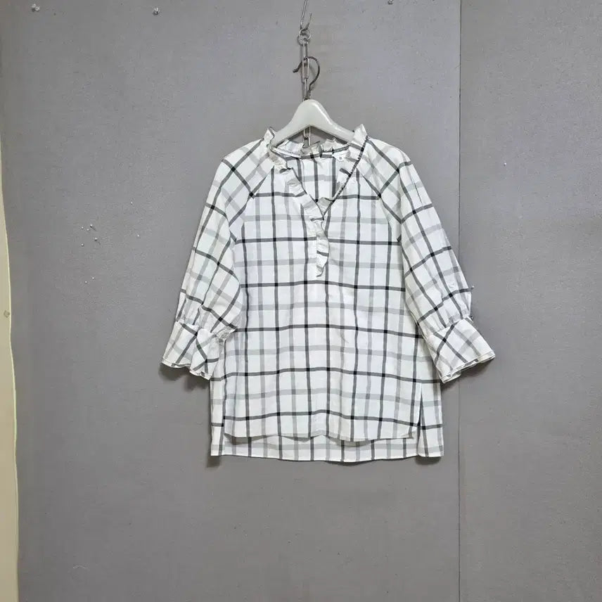 [BUNJANG] It Michaa 8-Sleeve Large Check Blouse / 잇미샤 8부소매 큰체크 블라우스 66  n5806