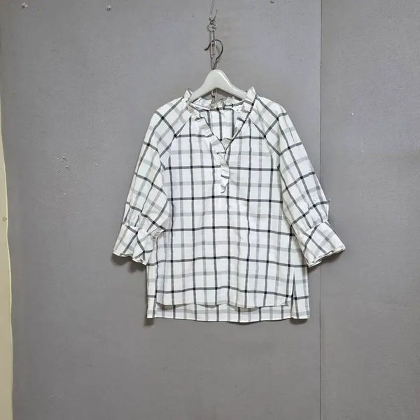 [BUNJANG] It Michaa 8-Sleeve Large Check Blouse / 잇미샤 8부소매 큰체크 블라우스 66  n5806