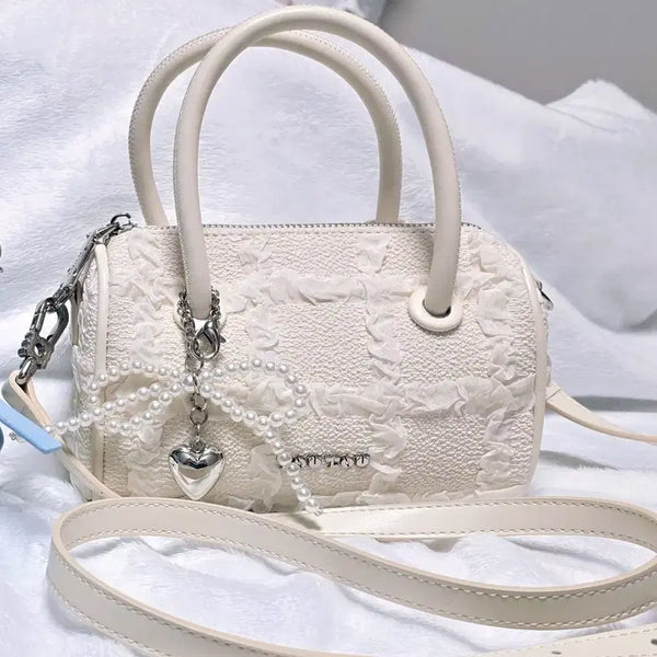 [BUNJANG] White Lace Mini Tote/Crossbody Bag / 화이트 레이스 미니 토트/크로스백