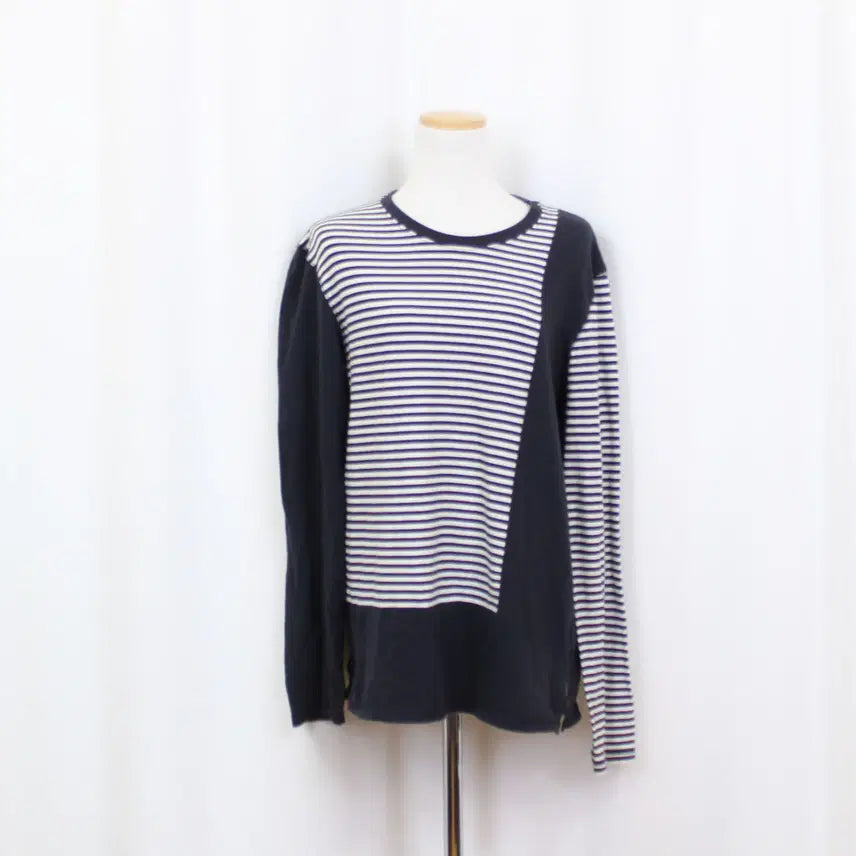 [BUNJANG] Armani Exchange Women's Striped Cotton T-Shirt / [정품] 아르마니 익스체인지 여성 스트라이프 코튼 티셔츠 (M) 상상샵