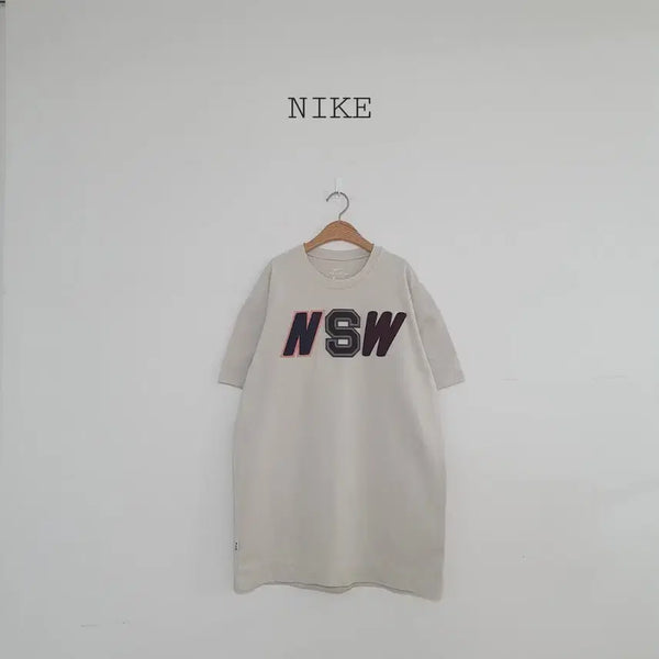 [BUNJANG] Nike NSW Beige Big Logo Short Sleeve T-Shirt Dress / 세일)No.26051814 나이키 NSW 반팔 티셔츠 원피스