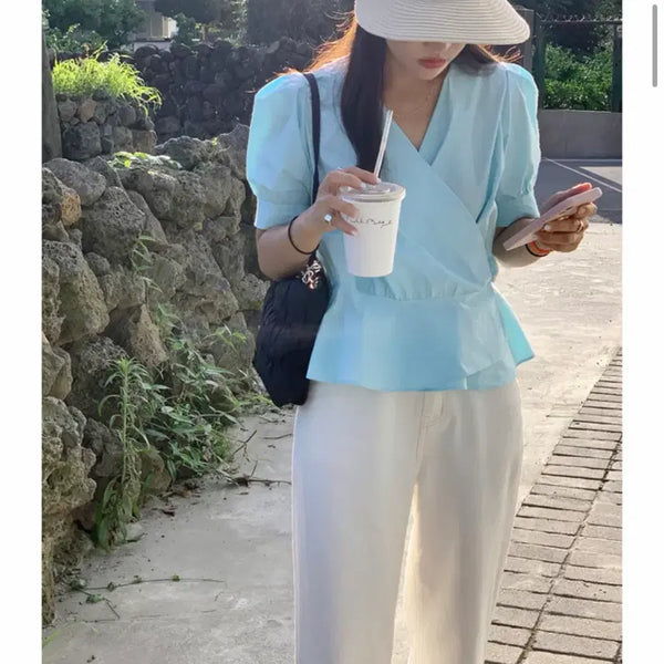 [BUNJANG] Short Sleeve Blouse / 반팔 블라우스