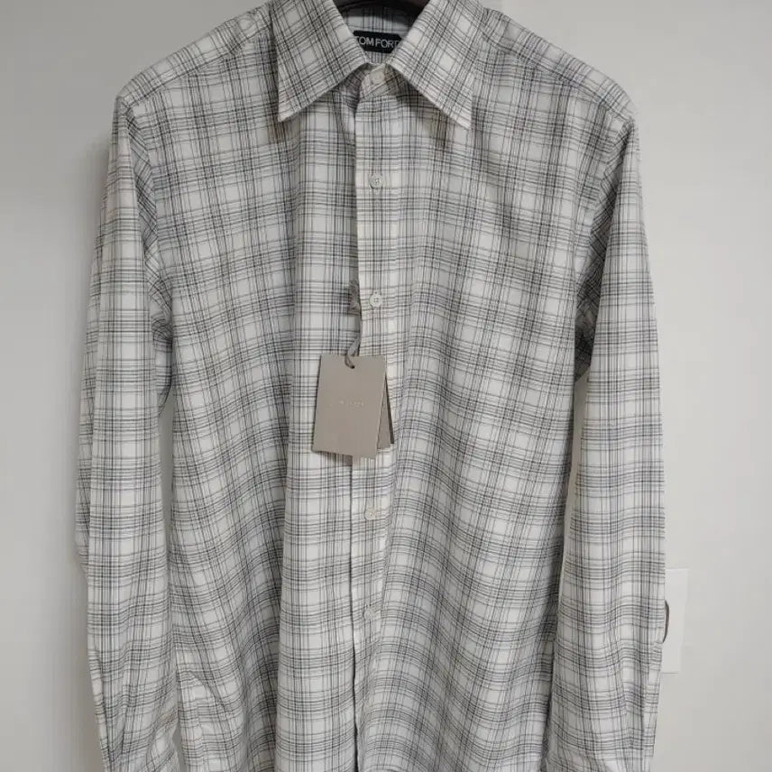 [BUNJANG] Tom Ford White & Grey Check Shirt Size 43 / 톰포드 흰회체크셔츠 새상품