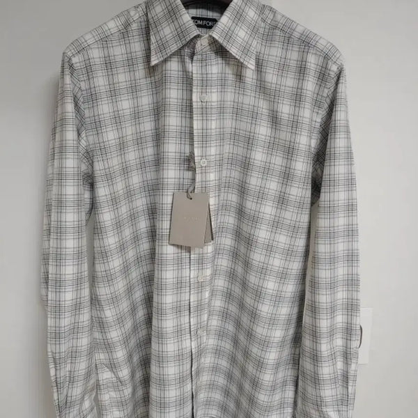 [BUNJANG] Tom Ford White & Grey Check Shirt Size 43 / 톰포드 흰회체크셔츠 새상품