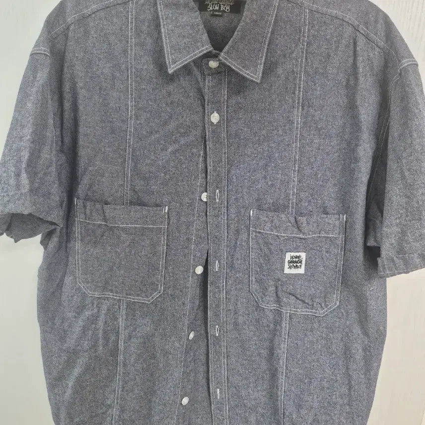 [BUNJANG] Insane Garage Chambray Short Sleeve Shirt L / 인세인개러지 샴브레이 반팔셔츠 L 사이즈 105