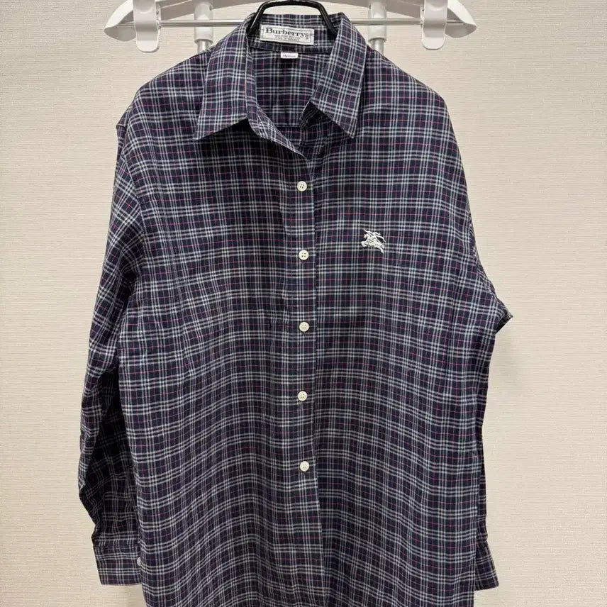[BUNJANG] Burberry Navy Check Pattern Shirt Size M / 버버리 셔츠 M사이즈
