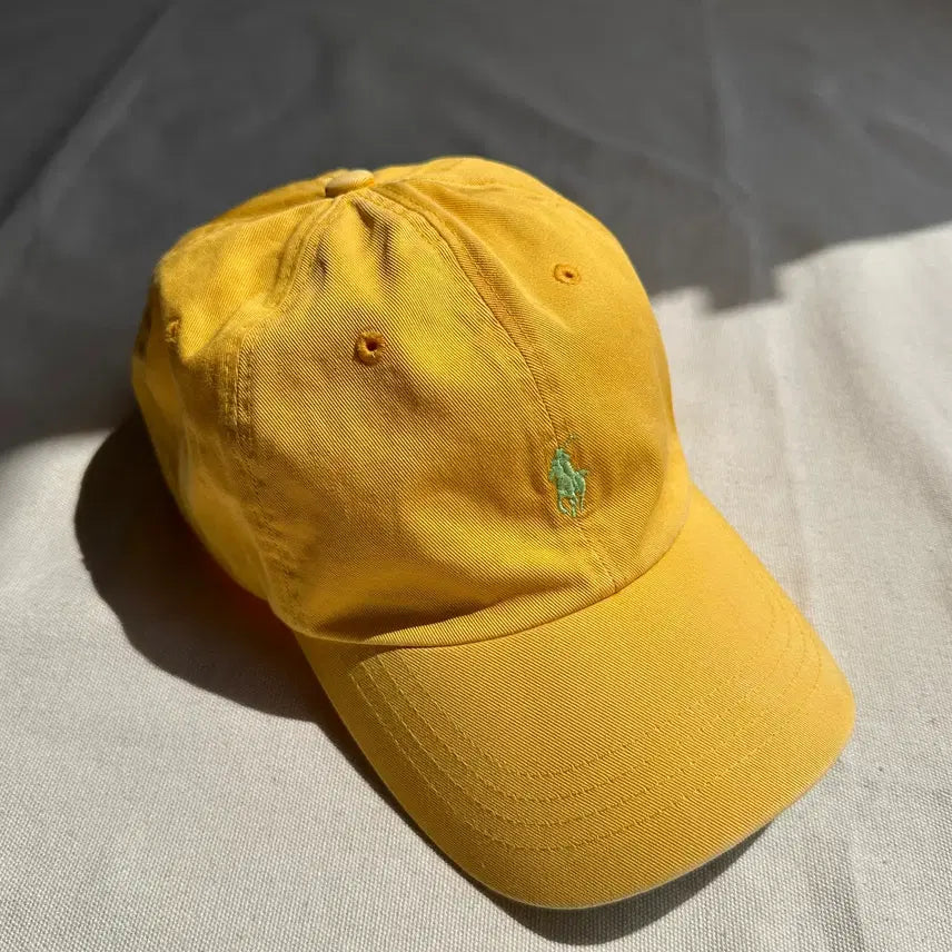 [BUNJANG] Polo Ralph Lauren Yellow Cotton Chino Ball Cap with Leather Strap / 폴로 랄프로렌 옐로우 치노 볼캡 가죽스트랩