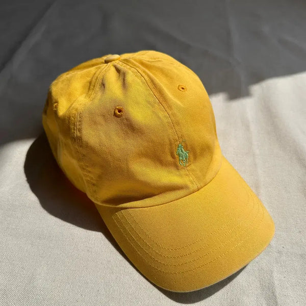 [BUNJANG] Polo Ralph Lauren Yellow Cotton Chino Ball Cap with Leather Strap / 폴로 랄프로렌 옐로우 치노 볼캡 가죽스트랩