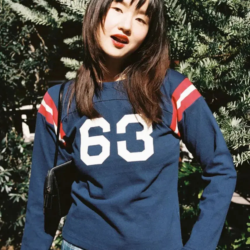 [BUNJANG] Ponytail Football Varsity Long Sleeve T-Shirt / 포니테일 FOOTBALL VARSITY 티셔츠