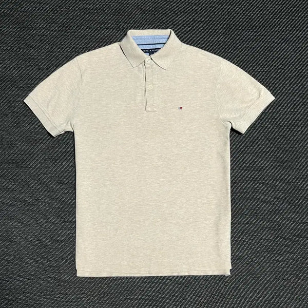 [BUNJANG] Tommy Hilfiger Beige Cotton Short Sleeve Polo Shirt / [M] Tommy 타미힐피거 베이지 코튼 반팔 카라티