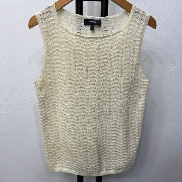 [BUNJANG] Theory Cream Knit Top Size P / 정품) Theory 띠어리 크림색 니트 탑 P