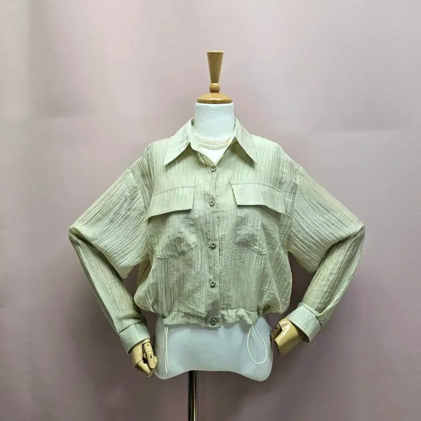 [BUNJANG] See-Through Pocket String Blouse / 시스루 포켓 스트링 블라우스