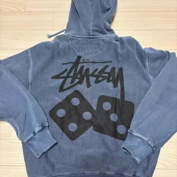 [BUNJANG] Stussy Pigment Dyed Dice Hoodie Zip-Up Navy / 스투시 피그먼트 다이드 다이스 후드집업 네이비