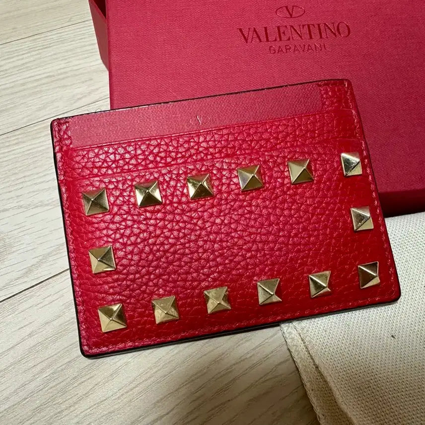 [BUNJANG] Valentino Rockstud Cardholder Red / (새상품) 발렌티노 락스터드 카드지갑 레드