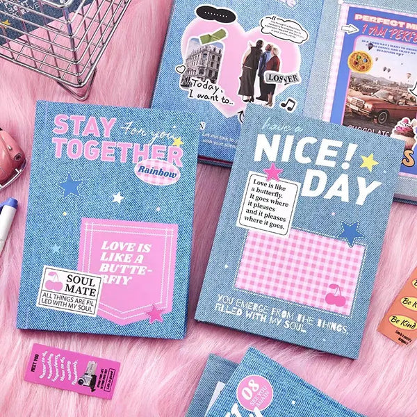 [BUNJANG] Y2K Denim Pink Diary Inserts Scrapbook / (b6,192페이지) y2k 데님 핑크 다이어리 속지 스크랩북 다꾸