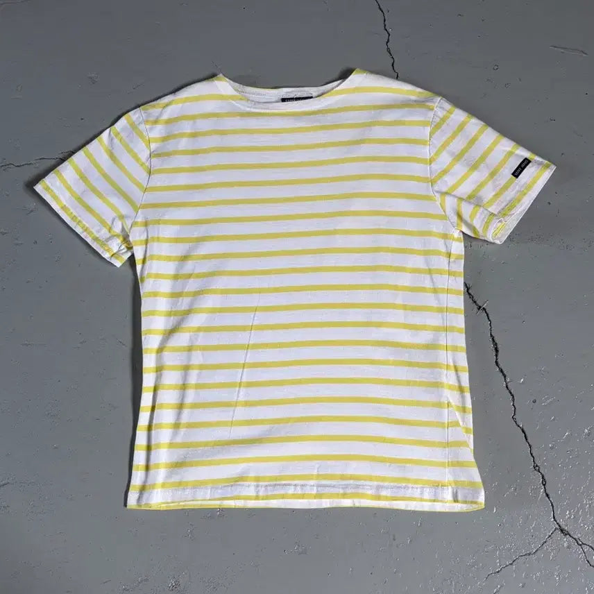 [BUNJANG] Saint James Yellow White Stripe Short Sleeve T-Shirt Size M / 세인트제임스(Saint James) 옐로우 화이트 스트라이프 반팔 티셔츠