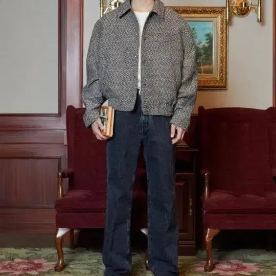 [BUNJANG] STU Herringbone Tweed Jacket M / stu 헤링본 트위드 M