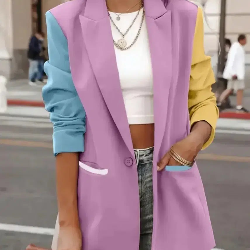 [BUNJANG] Color Block Blazer Jacket for Women / 컬러 블록 여성용 블레이저 자켓