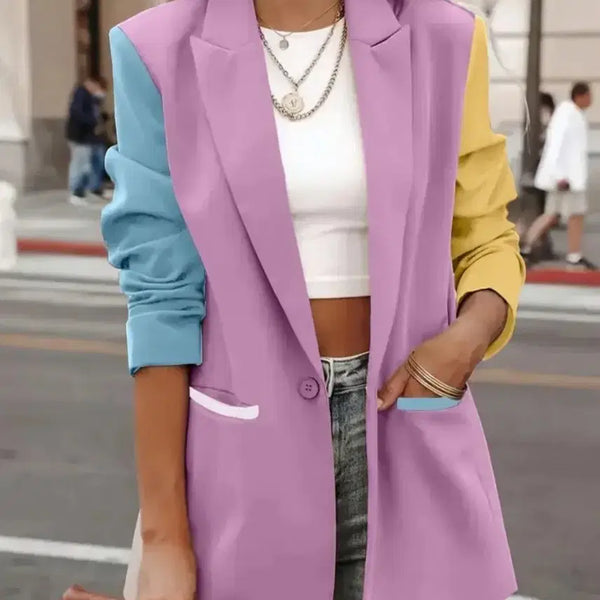 [BUNJANG] Color Block Blazer Jacket for Women / 컬러 블록 여성용 블레이저 자켓