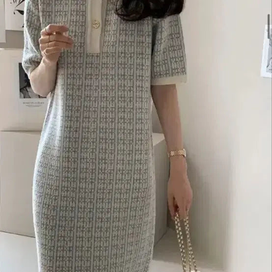 [BUNJANG] Chanel Pear Knit Dress - Light Blue, Size M / 미개봉 새상품 데일리룩 샤네르펄니트원피스  소라색 M사이즈 팝니다 !!