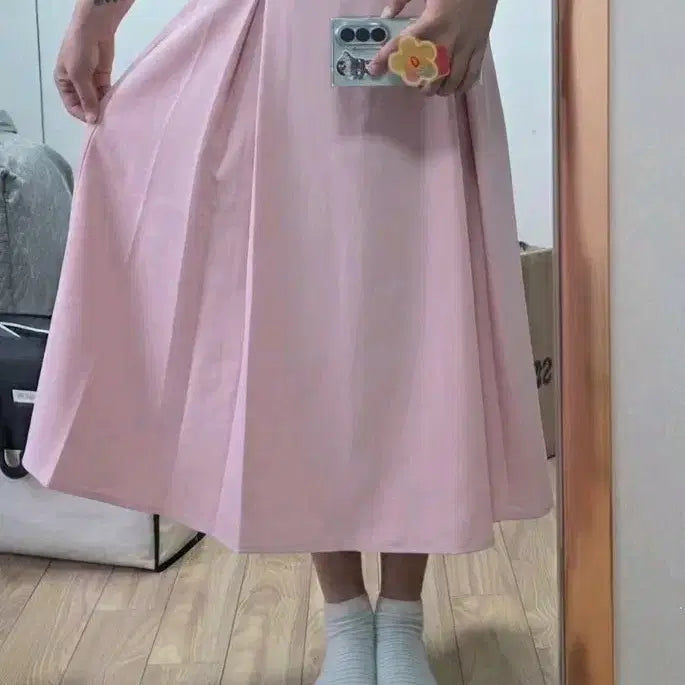 [BUNJANG] A-Line Midi Skirt - Lovely Pink / 핑크 A라인 미디 스커트 여름 롱치마 러블리 핑크