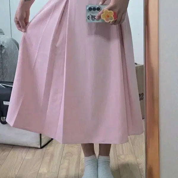 [BUNJANG] A-Line Midi Skirt - Lovely Pink / 핑크 A라인 미디 스커트 여름 롱치마 러블리 핑크