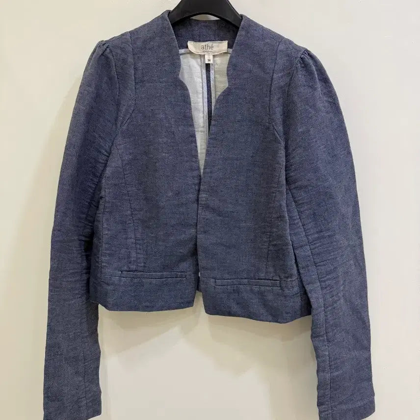 [BUNJANG] ATHE Linen Cropped Jacket (Size 44) / 정품 아떼 연청 린넨 크롭 자켓