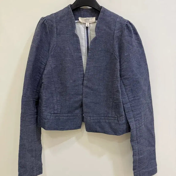 [BUNJANG] ATHE Linen Cropped Jacket (Size 44) / 정품 아떼 연청 린넨 크롭 자켓