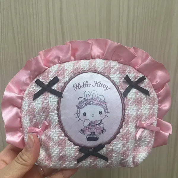 [BUNJANG] Sanrio Hello Kitty Yumerebon Tweed Pouch / 일본정품 산리오 헬로키티 유메리본 트위드 파우치 새상품