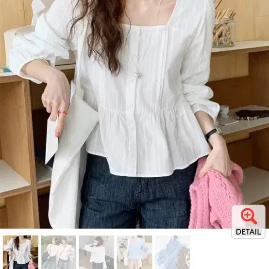 [BUNJANG] 66Girls Ropin Square Neck Blouse / 육육걸즈 로핀 스퀘어넥 블라우스