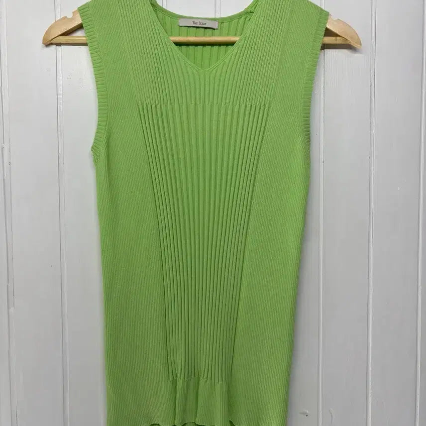 [BUNJANG] THE IZZAT Melona Color V-Neck Ribbed Knit Sleeveless Top / THE IZZAT 더이잗 니트 민소매 여성F(메로나 컬러)  나