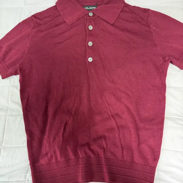 [BUNJANG] Volante PK Short Sleeve Polo Burgundy / 1size 볼란테 pk반팔 골드탭 카라티 버건디