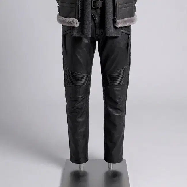 [BUNJANG] Bike Gear Real Cowhide Leather Hard Rider Biker Pants (Size 32) / 바이크기어 / 리얼 카우레더 소가죽 하드 라이더 바이커 팬츠 / 32