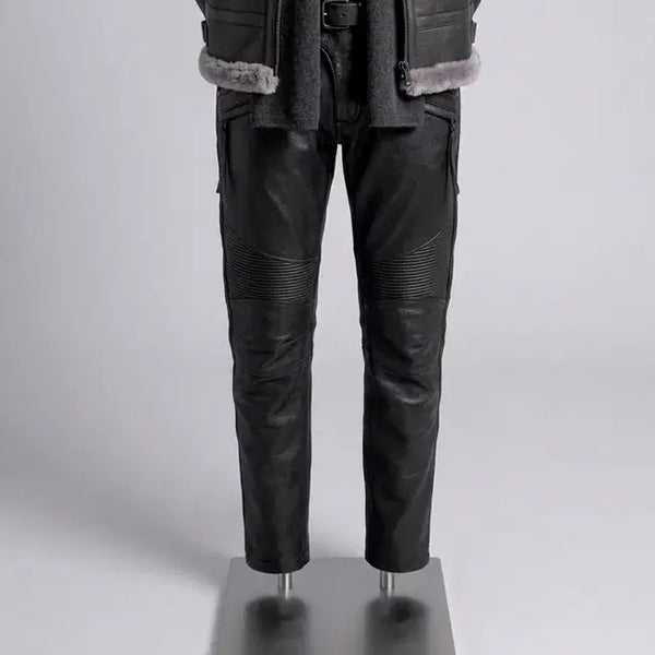 [BUNJANG] Bike Gear Real Cowhide Leather Hard Rider Biker Pants (Size 32) / 바이크기어 / 리얼 카우레더 소가죽 하드 라이더 바이커 팬츠 / 32