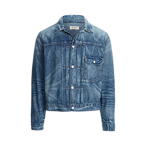 [BUNJANG] Polo Distressed Patchwork Denim Trucker Jacket / [L] 폴로 타입1 디스트레스드 패치 워크 데님 트러커 청 자켓