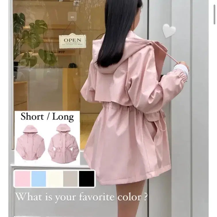 [BUNJANG] Blossom Hooded Windbreaker Jumper - Pink / 스트링 후드 야상 핑크 점퍼