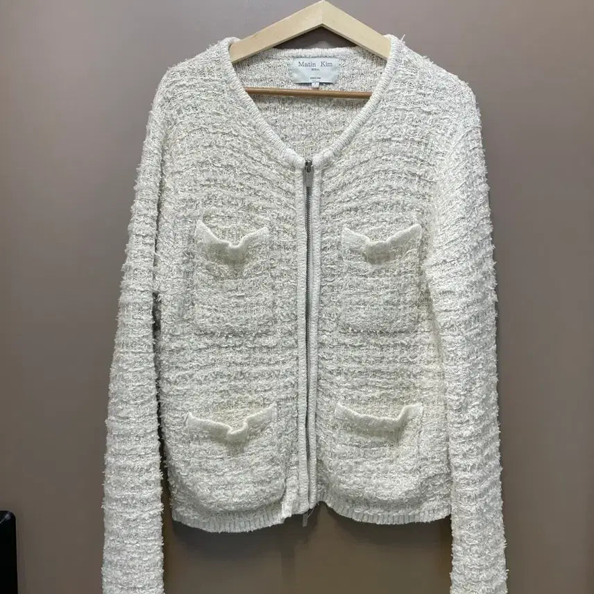 [BUNJANG] Matin Kim Tweed Zip-Up Jacket Ivory / 마탱킴 트위드 집업 자켓 아이보리
