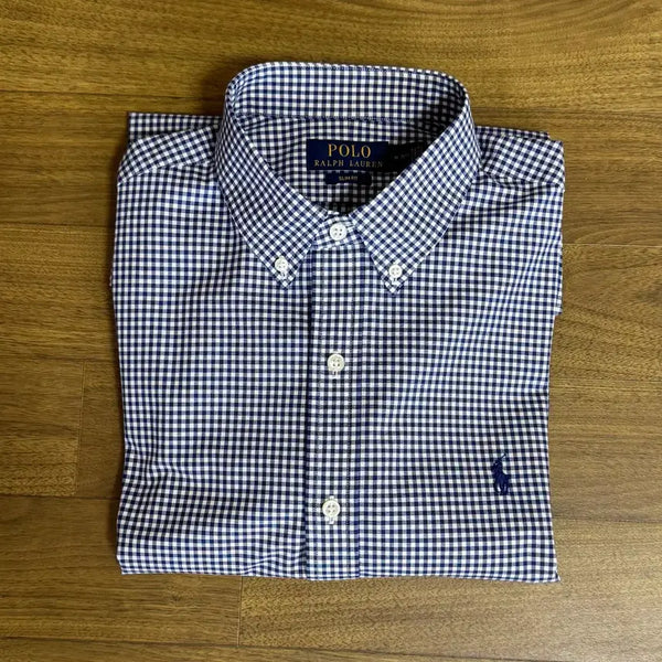 [BUNJANG] Polo Ralph Lauren Slim Fit Checkered Shirt Navy/White M / 폴로 슬림핏 체크셔츠(네이비/화이트) M 실착2회
