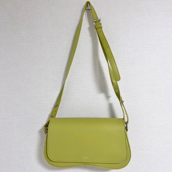 [BUNJANG] Square Line Camel Bag Lime Shoulder Bag / 스퀘어라인 카멜백 라임 숄더백