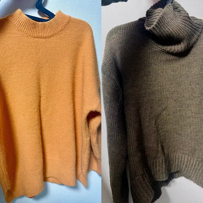 [BUNJANG] Brown & Orange Knit Bundle / 3만원대에 산 브라운+오렌지 니트 일괄 급처~!