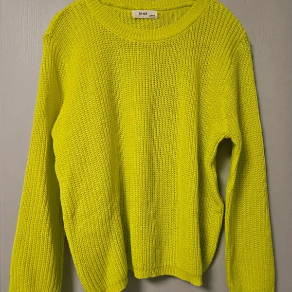 [BUNJANG] Lime Green Hacci Knit Sweater / 라임색 하찌 니트