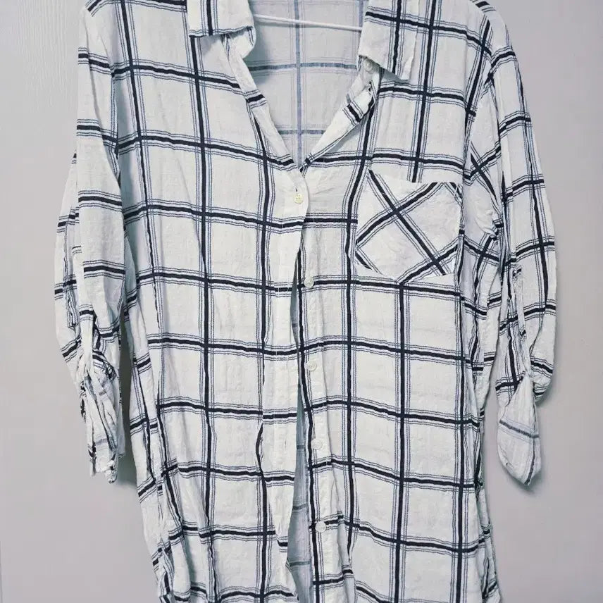 [BUNJANG] White Checkered Shirt / 화이트 체크 셔츠