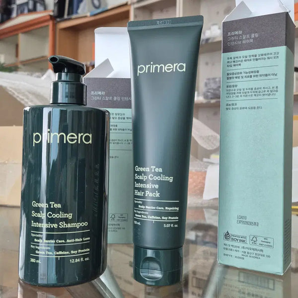 [BUNJANG] Primera Green Tea Scalp Cooling Intensive Shampoo & Hair Pack Set / [새제품] 프리메라 그린티 스칼프 쿨링 인텐시브 샴푸 & 헤어팩