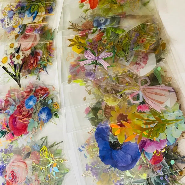 [BUNJANG] Flower Stickers Random Pack / 꽃 스티커 다꾸 랜덤 소분