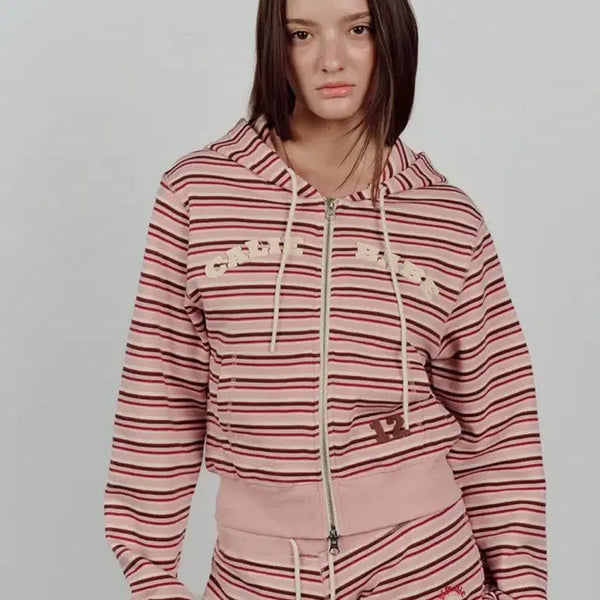 [BUNJANG] as if hello bebe stripe hood + shorts set / 에즈이프켈리 bebe stripe