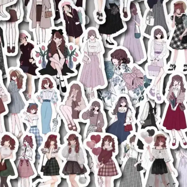 [BUNJANG] Ddakku Sticker Girl Stickers (50 Sheets) / 다꾸 스티커 소녀 스티커
